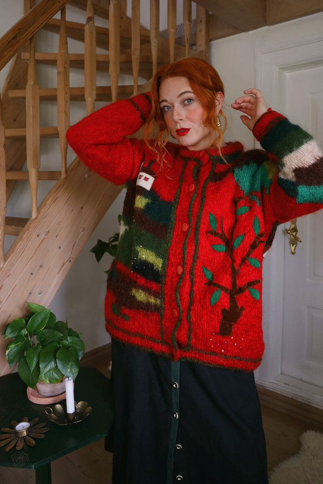Red Village Mohair Vintage Cardigan | L