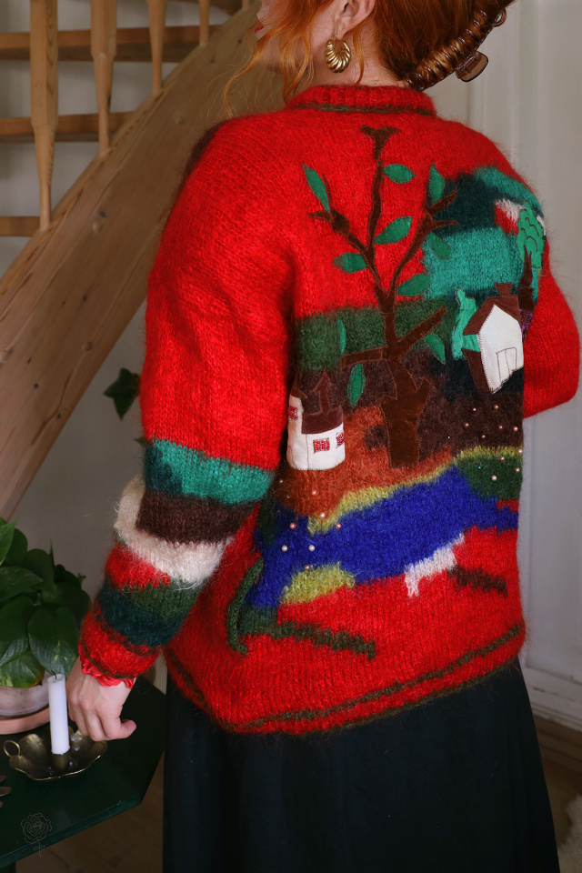 Red Village Mohair Vintage Cardigan | L