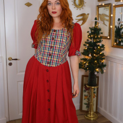 Red Multi Coloured Torso Vintage Dress | M