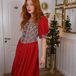 Red Multi Coloured Torso Vintage Dress | M