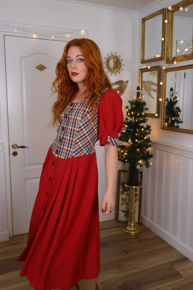 Red Multi Coloured Torso Vintage Dress | M