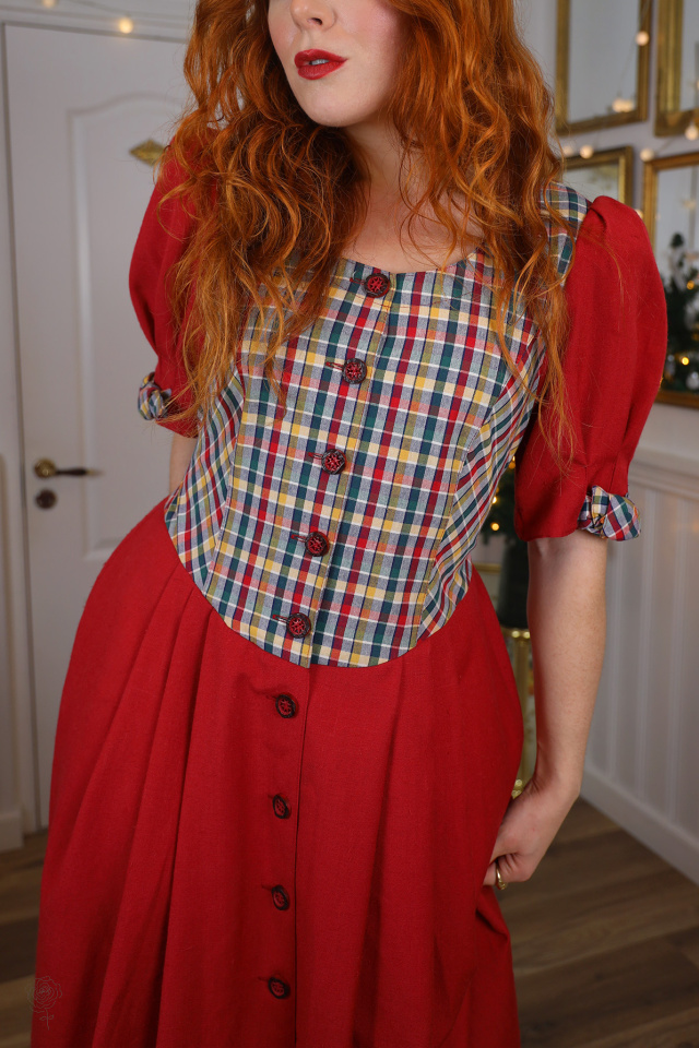 Red Multi Coloured Torso Vintage Dress | M