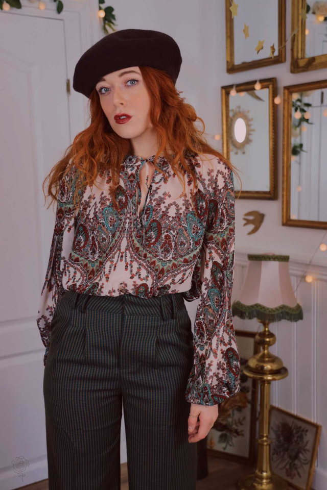 Red Patterned Blouse 