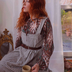 Red Patterned Blouse 