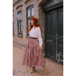 Red Mellow Plaid Maxi Skirt 