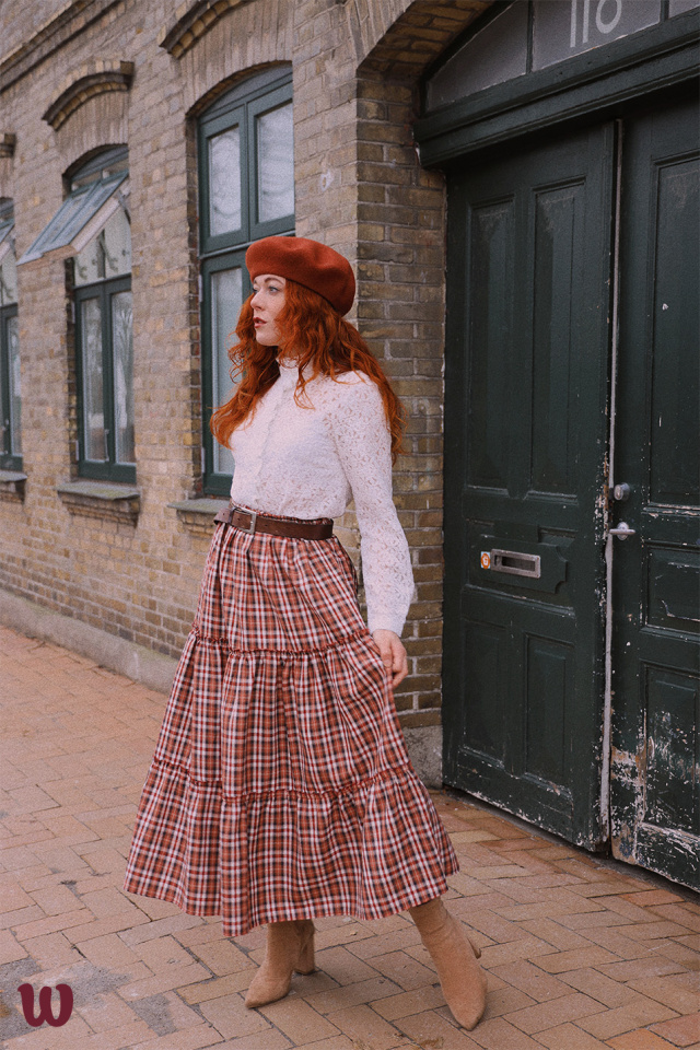 Red Mellow Plaid Maxi Skirt 