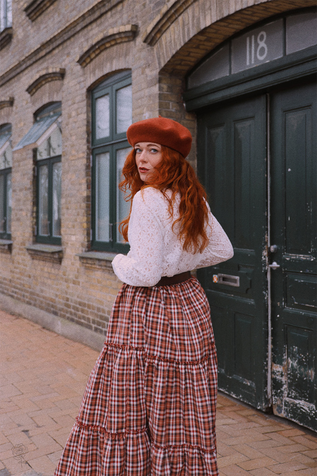 Red Mellow Plaid Maxi Skirt 