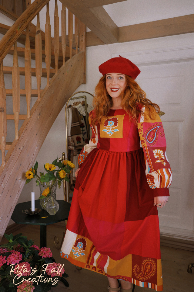 Rita's Red Playful Upcycled Dress | M