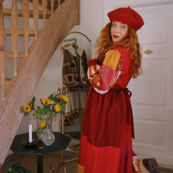 Rita's Red Playful Upcycled Dress | M