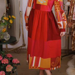 Rita's Red Playful Upcycled Dress | M