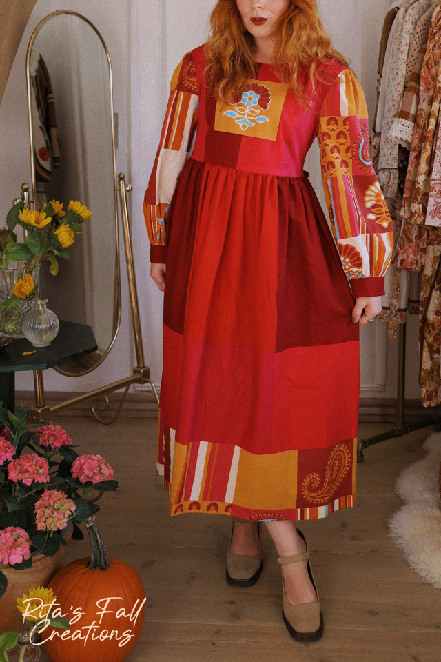 Rita's Red Playful Upcycled Dress | M