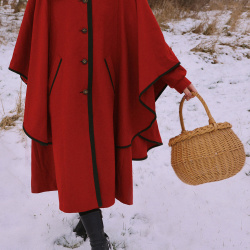 Red Hidinghood Vintage Wool Coat &amp; Cape | S/M