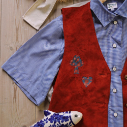 Red Suede Leather Vintage Waistcoat | M