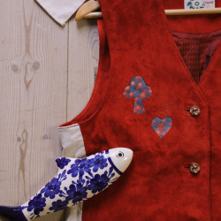 Red Suede Leather Vintage Waistcoat | M