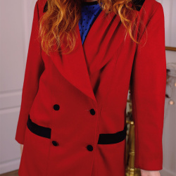 Red Wool 80's Vintage Coat | S