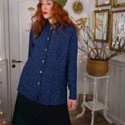Redyed Dark Blue Leaf Blouse | M