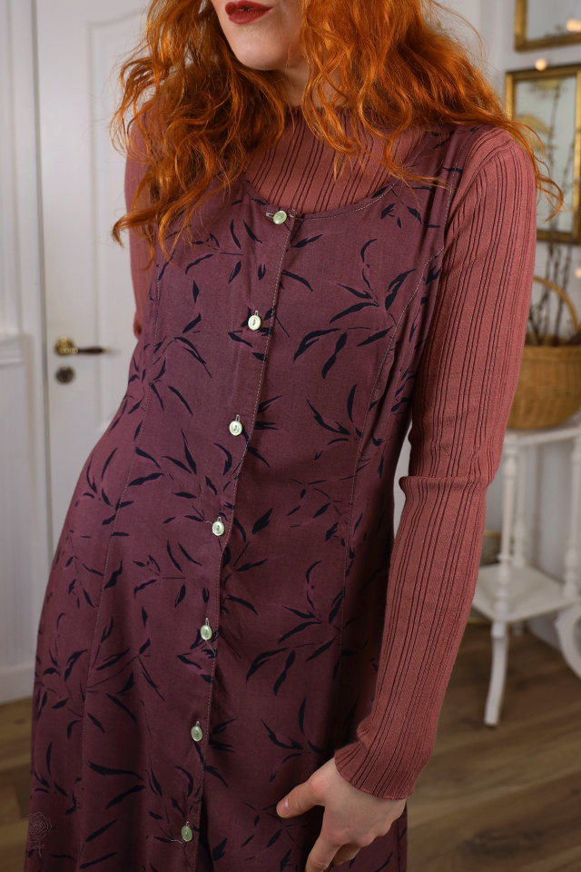 Redyed Burgundy 90's Vintage Dress | M 