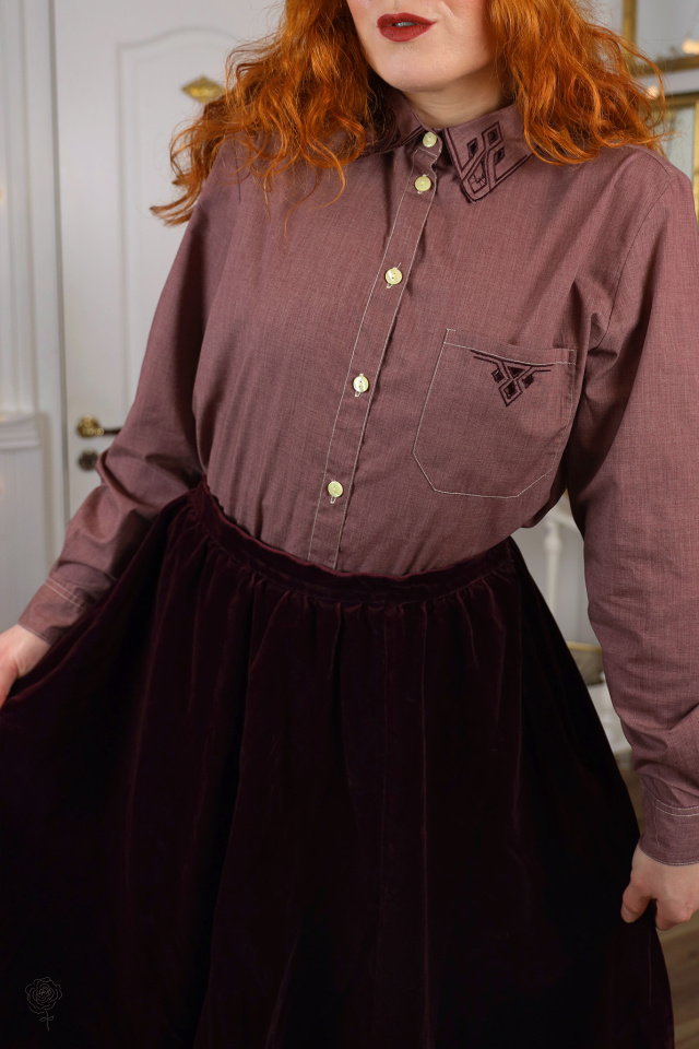 Redyed Burgundy Vintage Blouse | L