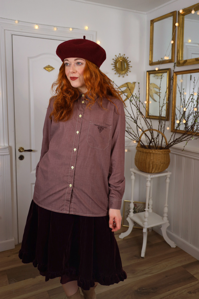 Redyed Burgundy Vintage Blouse | L