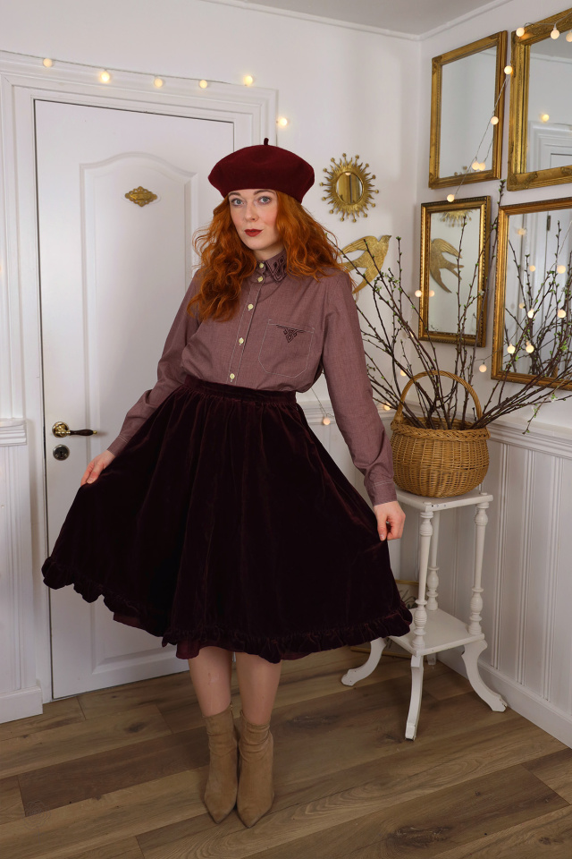 Redyed Burgundy Vintage Blouse | L