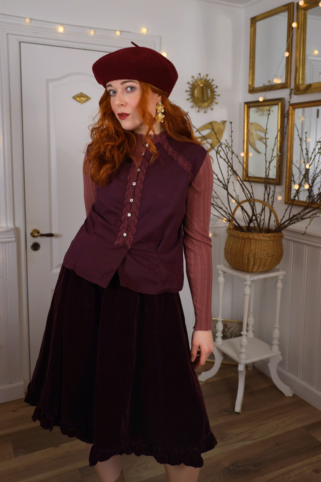 Redyed Burgundy Vintage Cotton Top | M/L