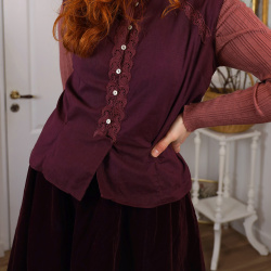 Redyed Burgundy Vintage Cotton Top | M/L
