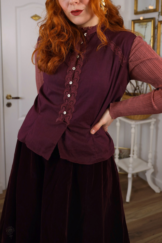 Redyed Burgundy Vintage Cotton Top | M/L