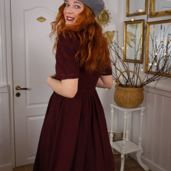 Redyed Burgundy Vintage Dress | S