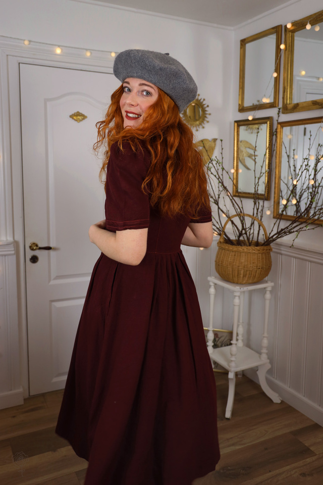 Redyed Burgundy Vintage Dress | S