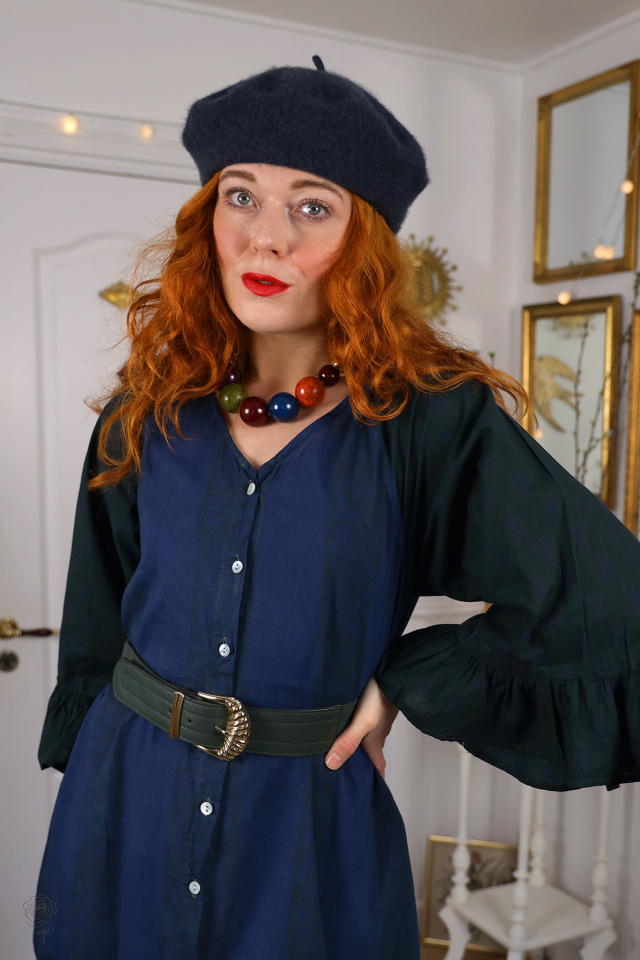 Redyed Dark Grey Wool Beret