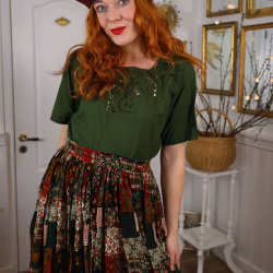 Flowy Patterned Boho Vintage Skirt | M