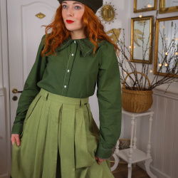 Redyed Square Collar Vintage Blouse | S