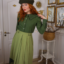 Redyed Square Collar Vintage Blouse | S