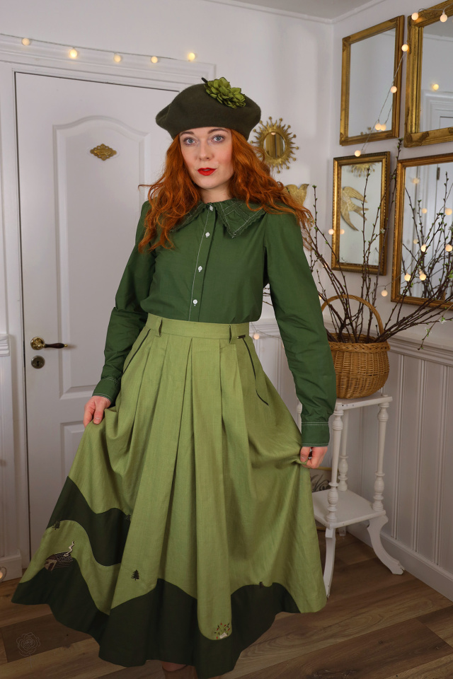 Redyed Square Collar Vintage Blouse | S