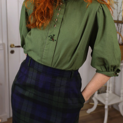 Redyed Olive Green Vintage Blouse | M