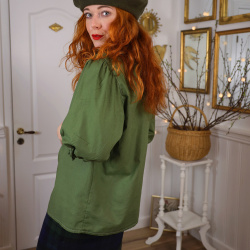 Redyed Olive Green Vintage Blouse | M