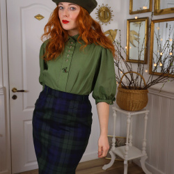 Redyed Olive Green Vintage Blouse | M