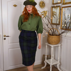 Redyed Olive Green Vintage Blouse | M