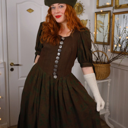 Redyed Khaki &amp; Brown Austrian Vintage Dress | M