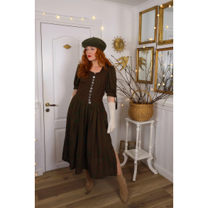 Redyed Khaki & Brown Austrian Vintage Dress | M