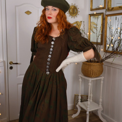 Redyed Khaki &amp; Brown Austrian Vintage Dress | M