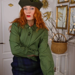 Redyed Olive Green Vintage Blouse | L