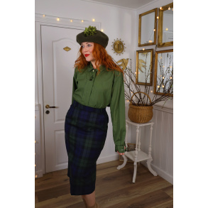 Redyed Olive Green Vintage Blouse | L