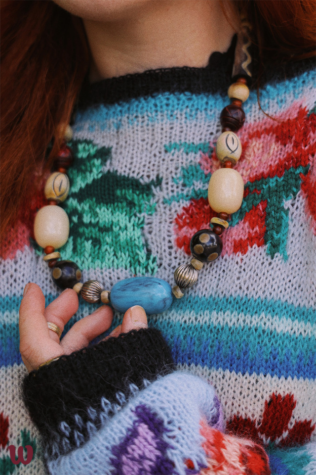 Retro Turquoise Pearl Necklace 