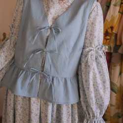 Rita's Blue Blossom Recycled Dress  &amp; Waistcoat | L