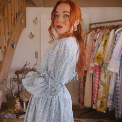 Rita's Blue Blossom Recycled Dress  &amp; Waistcoat | L