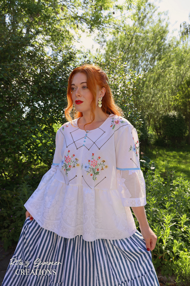 Rita's Blue Embroidered Summer Top | L