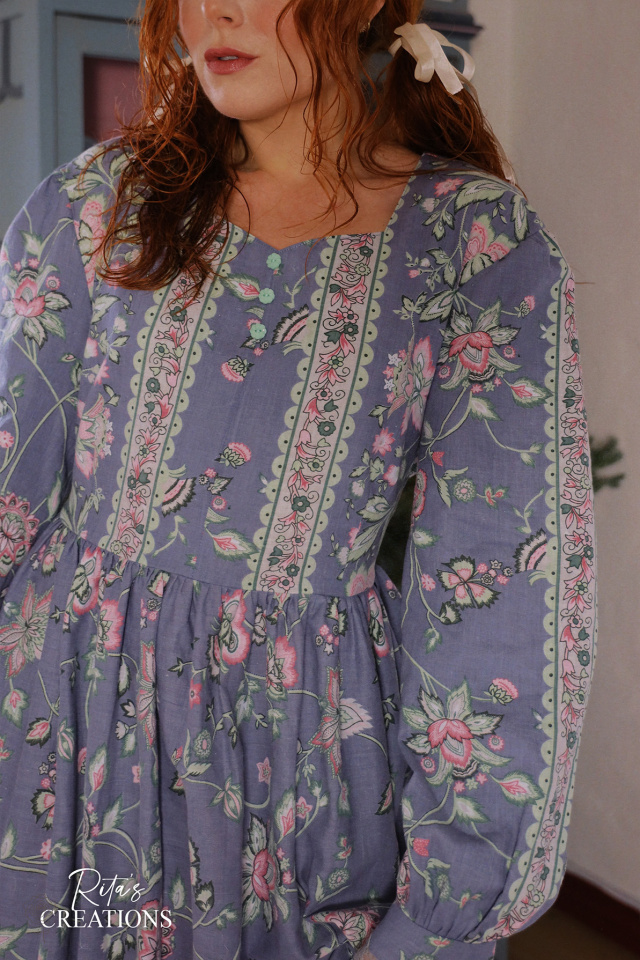 Rita's Blue Pink Floral Recycled Dress | L