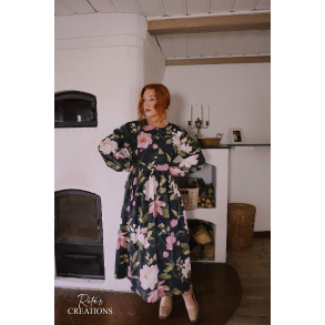 Rita's Dark Blue Rose Floral Recycled Dress | L