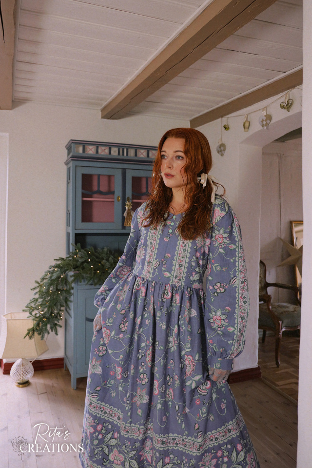 Rita's Blue Pink Floral Recycled Dress | L